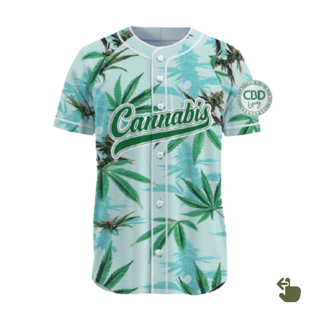 【CBD Library】ベースボールシャツ|パッション(アロハ風大麻柄) - メンズ/レディース