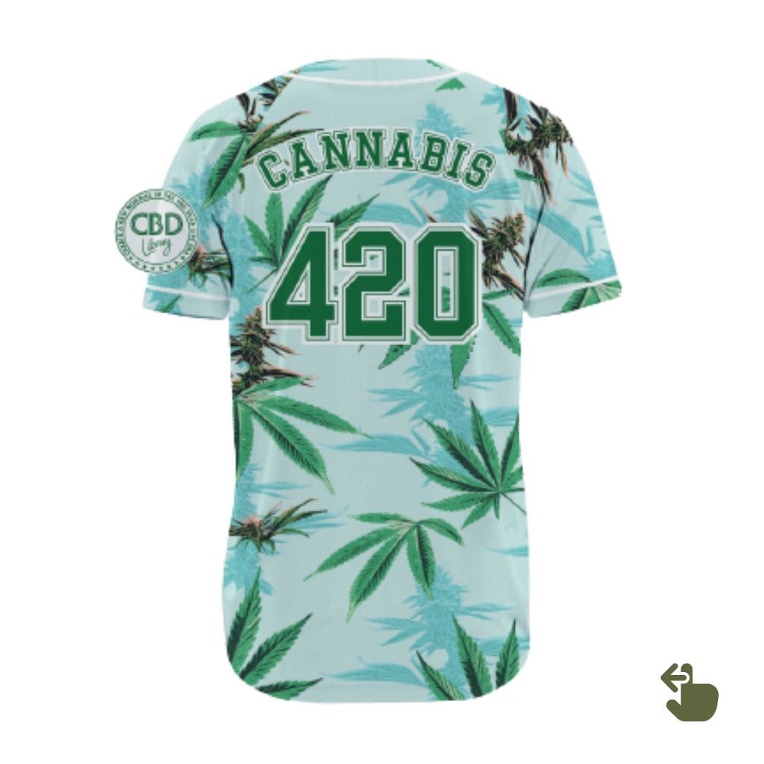 【CBD Library】ベースボールシャツ|パッション(アロハ風大麻柄) - メンズ/レディース