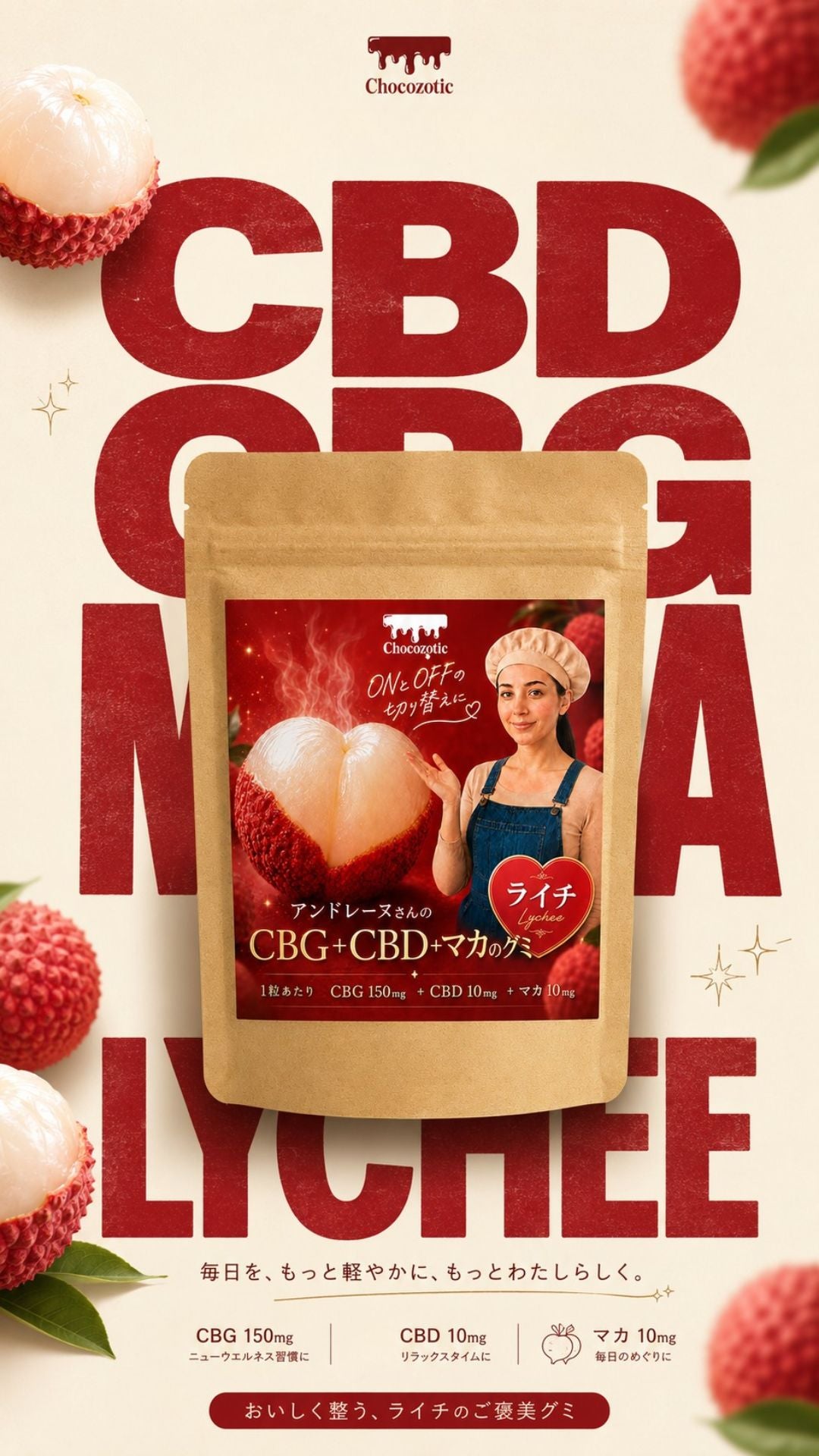 CBG＋CBD＋マカのグミ ライチ味 パッケージ紹介