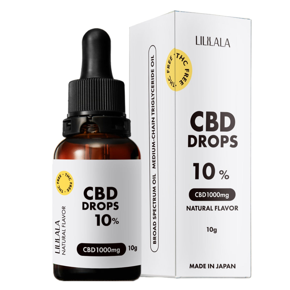 LILILALA CBDオイル 10% 10g CBD1000mgの箱とボトル