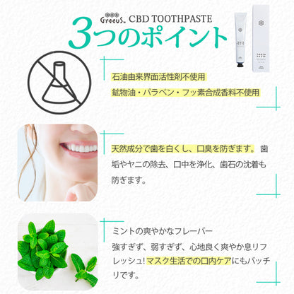 【Greeus】 CBD歯磨き粉 CBD100mg ブロードスペクトラム